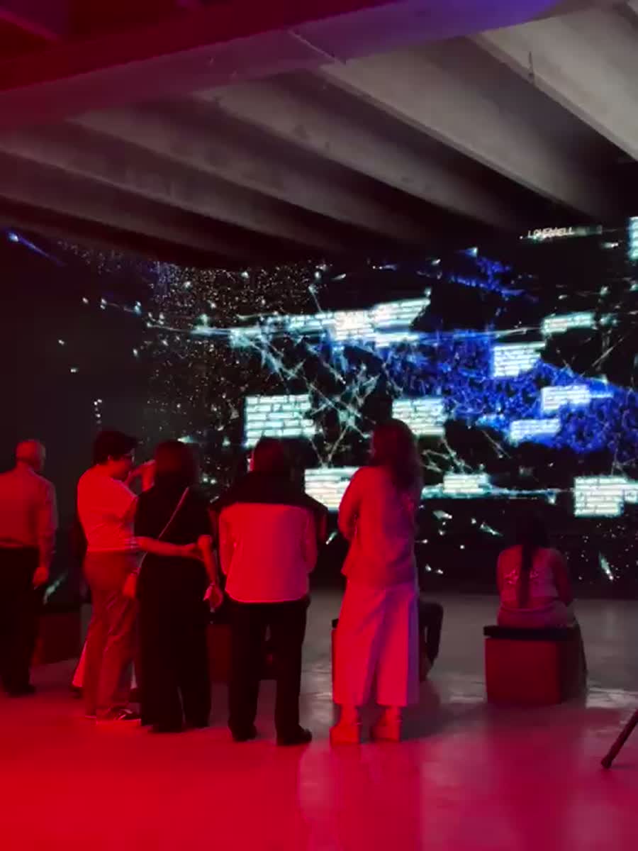 Exhibition space under projected light