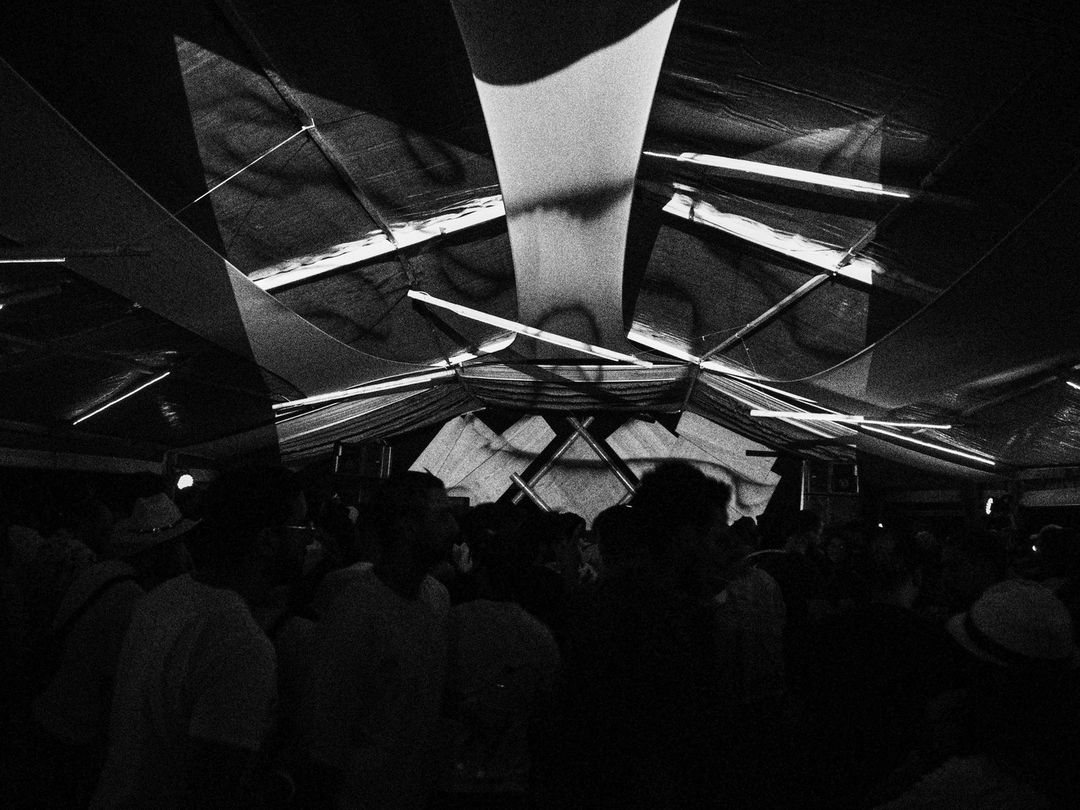 Chapter IV of Wabi, projection on the tensioned fabric canopy
