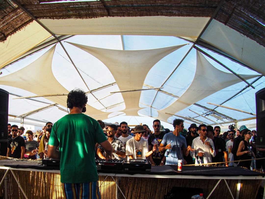 Chapter IV of Wabi, projection on the tensioned fabric canopy