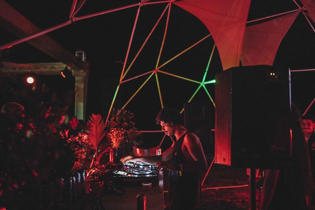 Chapter V of Wabi, the faceted dome lit at night