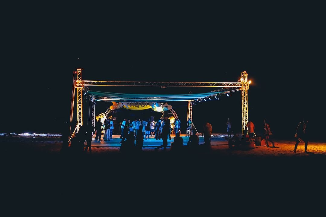 Chapter VI of Wabi, the open-air structure at night