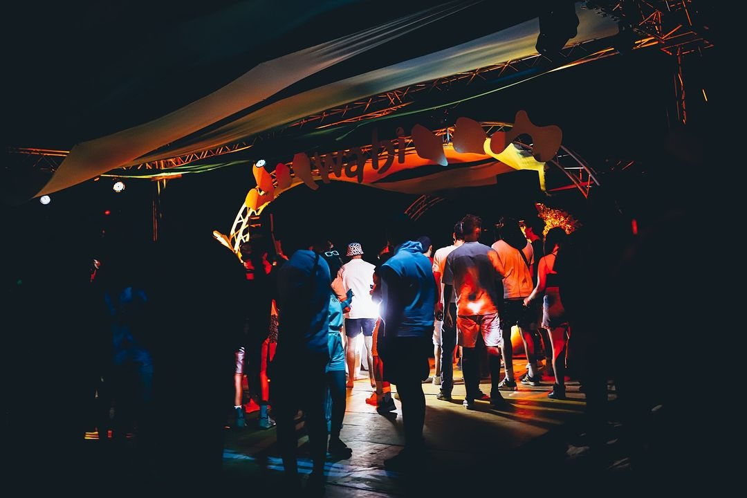 Chapter VI of Wabi, the open-air structure at night